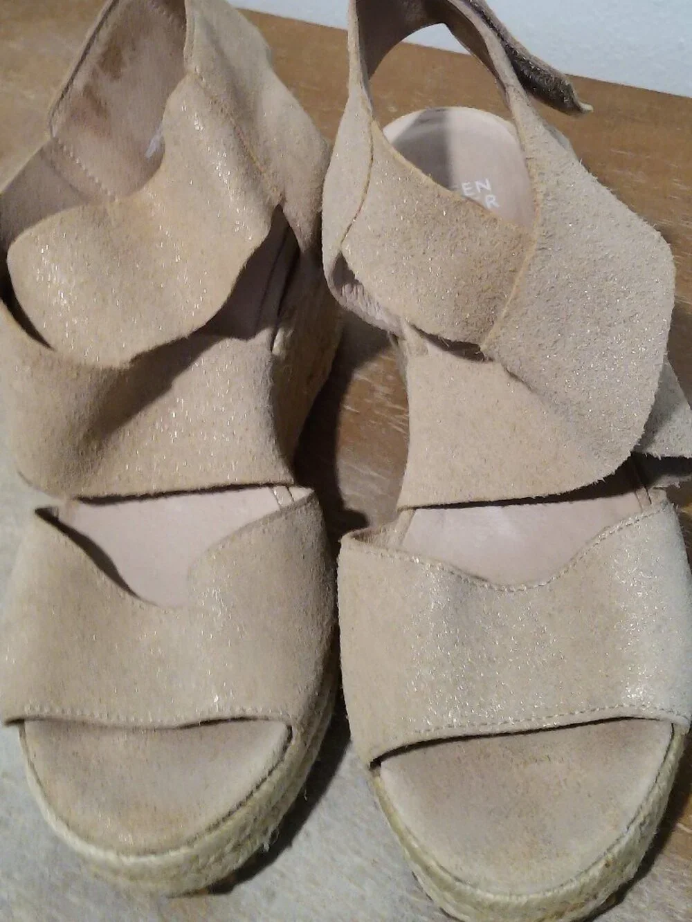 Eileen Fisher Sandals Women's Size 7 Silver Willow Wedge Leather